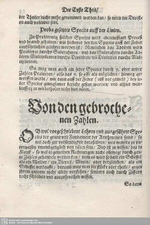 Von den gebrochenen Zahlen.