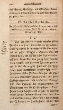 Siebender Abschnitt. Verhalten des Religionslehrers gegen jene, mit welchen er vermöge seines Amtes in einigem Verhältnisse steht.