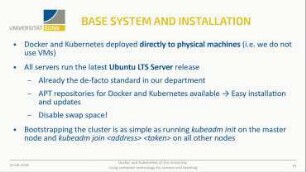 Docker and Kubernetes at the university: Using container technology for science and teaching