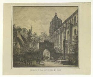 Münster von SO mit Eingang zum Kichhof im Osten. 1820