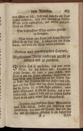 Sieben und zwanzigstes Capitel. Abgestandene Weine wiederum zurecht zu bringen und zu zurichten.