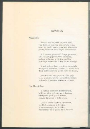 Sonetos : Galantería [y] La Flor de Lis.