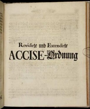 Revidirte und Extendirte Accise-Ordnung.