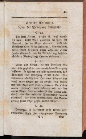 Dritter Abschnitt. Von der Bewegung überhaupt