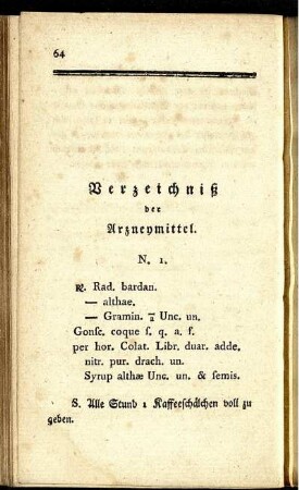 Verzeichniß der Arzneymittel.