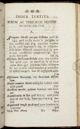 Index tertius. Rerum ac verborum maxime memorabilium.