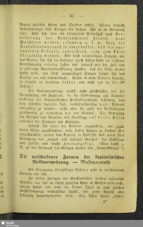 Die verschiedenen Formen der kapitalistischen Volksvermehrung. - Massenarmuth