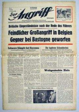 Tageszeitung "Der Angriff" zu den Kämpfen an der Westfront und um Budapest