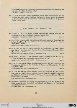g) Plaketten und Medaillen (Nr. 494-517)