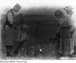 Getreidemahd (Getreideernte) : Getreidemahd (Getreideernte). Tempera?, um 1910