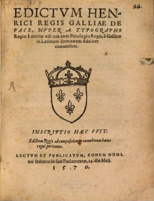 Edictum Henrici regis Galliae de pace