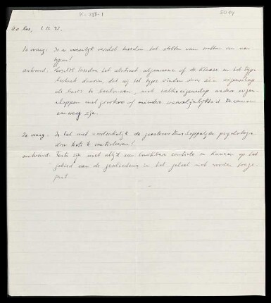 [Notizen von A. B. Sondheim vermutlich vom 01. November 1942]