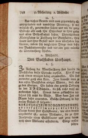 2. Abschnidt. Von Buchstaben überhaupt.