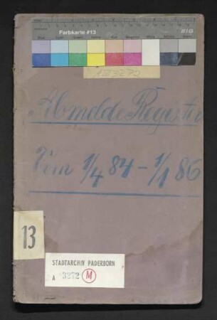 Abmelderegister vom 01.04.1884 bis 01.01.1886