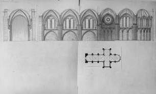 Angers, Kathedrale, Aufriss und Grundriss