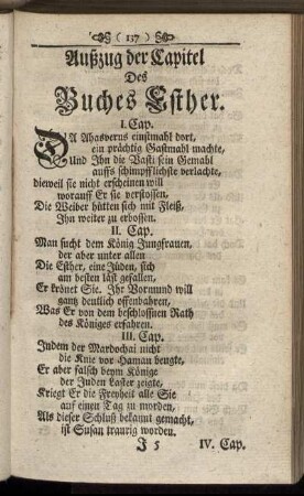 Außzug der Capitel Des Buches Esther