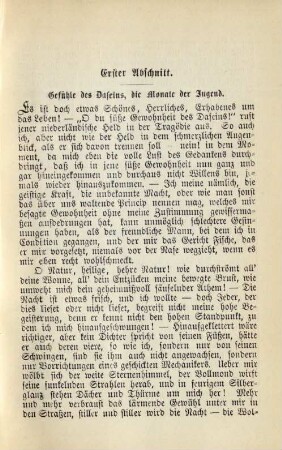 Erster Abschnitt. Gefühle des Daseins, die Monate der Jugend
