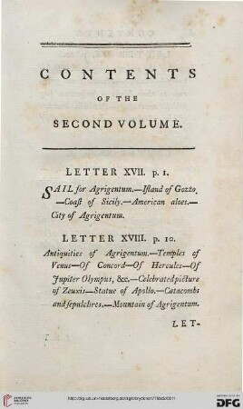 Contents of the second volume