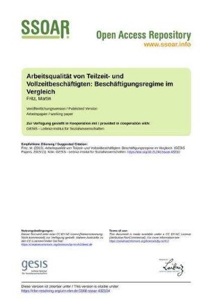 Arbeitsqualität von Teilzeit- und Vollzeitbeschäftigten: Beschäftigungsregime im Vergleich