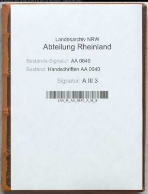 Kleve: Abschrift des 15 Jahrhunderts von Handschriften A III 2