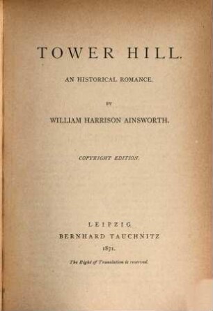Tower hill : an historical romance