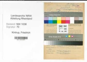 Entnazifizierung Friedrich Kintrup , geb. 14.06.1890 (Lehrer)