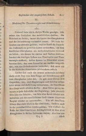 IV. Medicinische Thaumaturgie und Schwärmerey