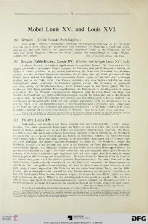 Möbel Louis XV. und Louis XVI. (Nr. 280-291)