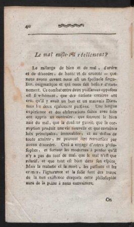 Le mal existe-t-il réellement?
