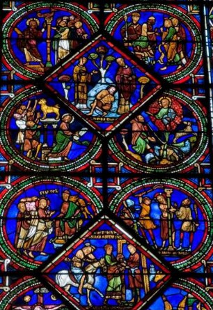 Frankreich. Bourgogne. Yonne. Sens. Cathedrale Saint Etienne. 12 bis 14 Jahrhundert. Glasfenster. Detail