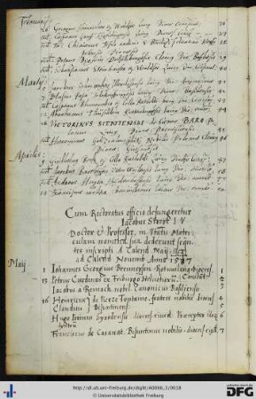 [fol. 5] Rektorat Jakob Streit 1587