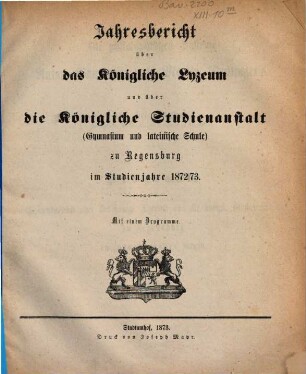 Jahres-Bericht. 1872/73
