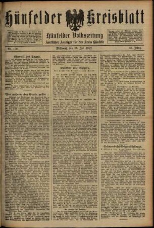 Ausgabe vom Mittwoch, den 26. Juli 1922.