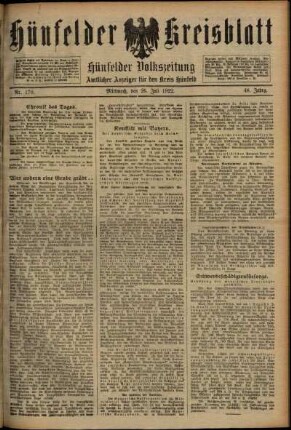 Ausgabe vom Mittwoch, den 26. Juli 1922.