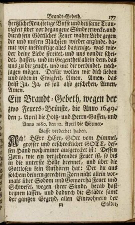 Ein Brandt-Gebeth, [...] - Gebeth, so Montags in der Beth-Stunde gebethet wird.