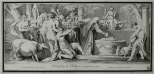 Opfer an Ceres : Caylus, Anne Claude Philippe de, nach Bouchardon, Edme: Opfer an Ceres. 1737. Radierung; 233 x 570 mm. Dresden: Kupferstich-Kabinett A 56961 in A 764,3