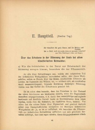 II. Hauptteil. (Zweiter Tag)
