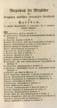 Verzeichniß der Mitglieder der Königlichen märkischen ökonomischen Gesellschaft zu Potsdam.