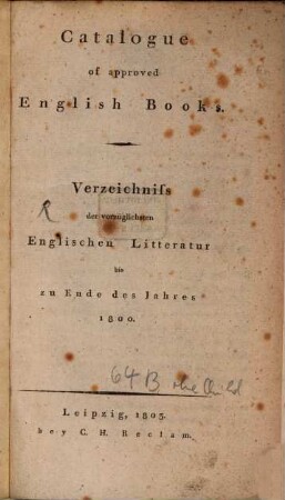 Catalogue of approved English Books