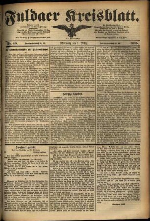 Erste Ausgabe vom Mittwoch, den 01. März 1905.