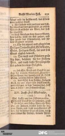 XIV. Auffs Fest Michaelis.
