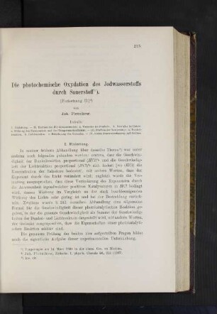 Die photochemische Oxydation des Jodwasserstoffs durch Sauerstoff.