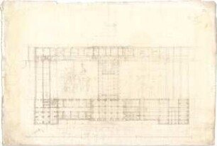 Gärtner, Friedrich von; München, Königsplatz; Staatsbibliothek und Ausstellungsgebäude, Vorprojekt - Staatsbibliothek (Grundriss EG)