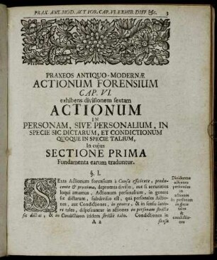 Sectione Prima Fundamenta earum traduntur