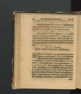 Das XVI. Capitul. Von Einweisung der Prediger.