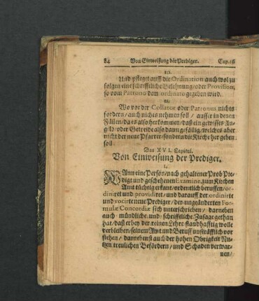 Das XVI. Capitul. Von Einweisung der Prediger.