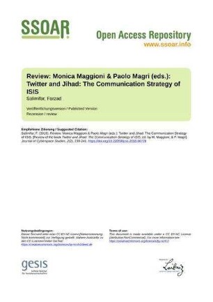 Review: Monica Maggioni & Paolo Magri (eds.): Twitter and Jihad: The Communication Strategy of ISIS