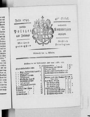 41tes Stück., Ausgabe vom 14. Oktober 1795
