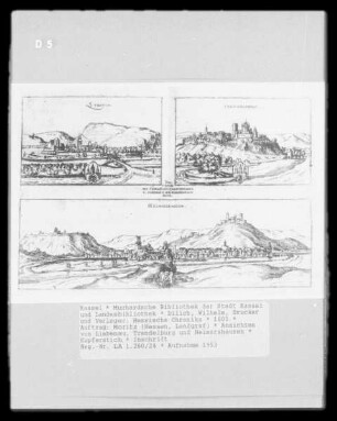 Hessische Chronika — Ansichten von Liebenau, Trendelburg und Helmarshausen