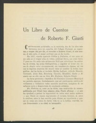 Un libro de cuentos de Roberto F. Giusti